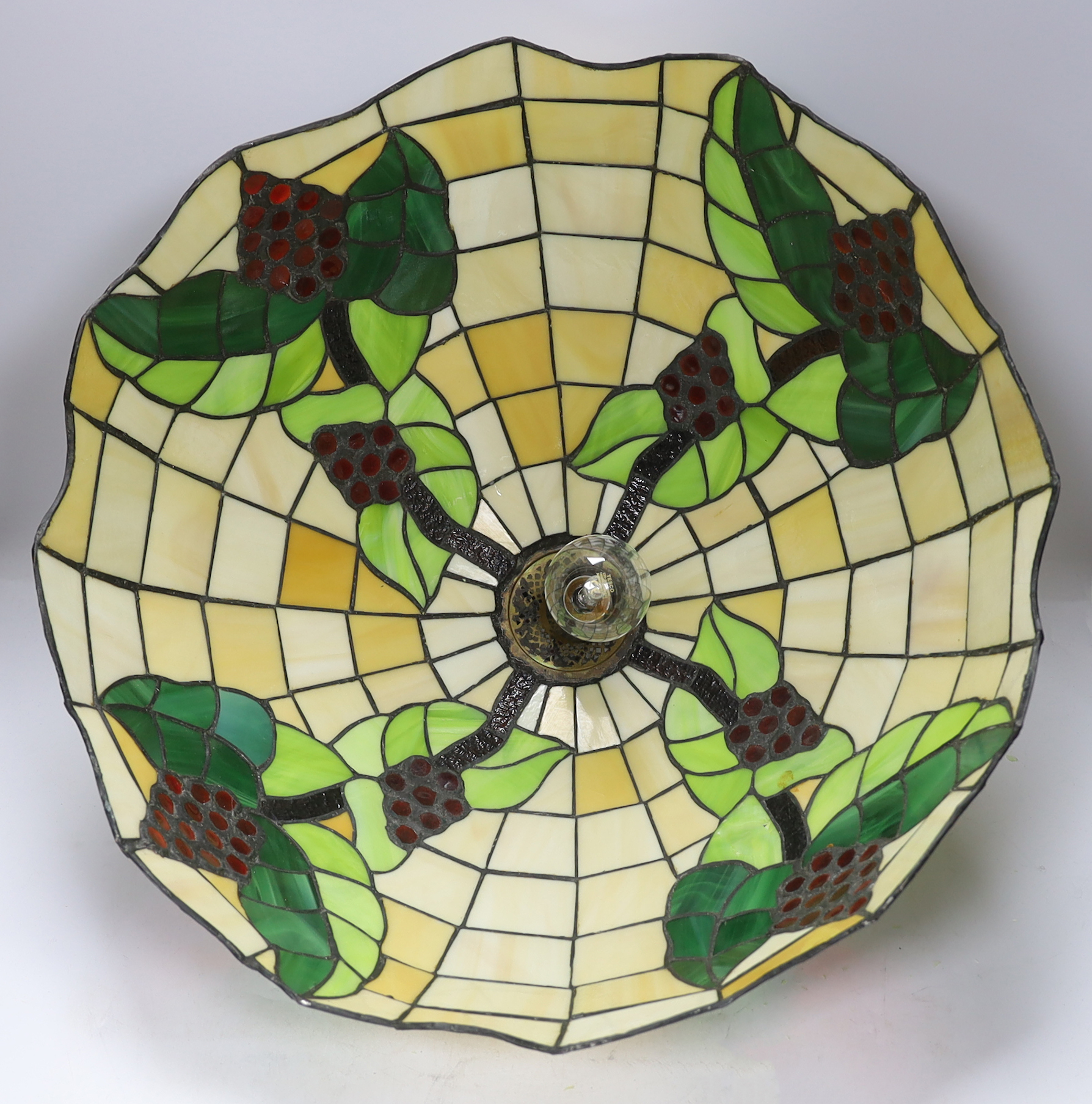 A Tiffany style circular ceiling light shade, 51cm diameter